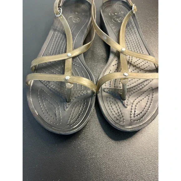 Crocs Sandals Brown Women 7 Gladiator Isabella Strappy Jelly Vacation Beach Stud - Picture 6 of 10